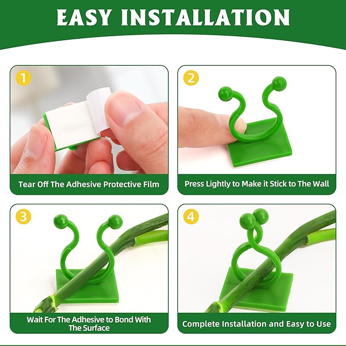 EWPJDK Wall Clips for Climbing Plants 180 PCS, Plant Clips for Climbing Plants, Wall Plant Holder for Vines Plant Clips for Indoor Plants, Vine Wall Clips Plant Hooks for Vines (Green)