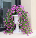 Artificial Hanging Flowers for Outdoors, 4 Pack Fake Hanging Plant for Spring Summer Decor, UV Resistant Faux Silk Flower for Planter Porch Patio Balcony Yard Decoration (Light Purple)