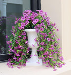 Artificial Hanging Flowers for Outdoors, 4 Pack Fake Hanging Plant for Spring Summer Decor, UV Resistant Faux Silk Flower for Planter Porch Patio Balcony Yard Decoration (Light Purple)