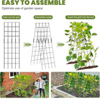 Cucumber Trellis 2 Pack, 59" H Foldable A-Frame Garden Trellis for Raised Bed Garden Grow Support with Plant Support Clips, Twist Ties for Cucumber,Tomato, Climbing Plants and Flowers