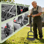 COZEER Lawn Aerator Tool with 4 Hollow Tines & 3 Spike Tines, Aerator Lawn Tool with Soil Core Storage Tray, Grass Aerator for Yard Aerator, Manual Lawn Core Aerator & Yard Aerator Garden Tool