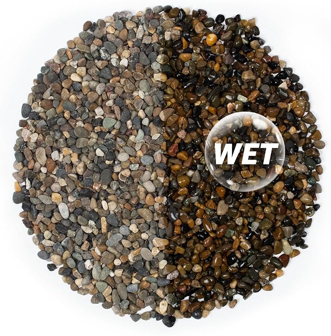 20LB Natural River Rocks, 1/4" Aquarium Gravel, Small Pebbles for Plants, Pea Gravel for Fish Tanks, Decorative Rocks for Gardening, Flower Pots, Vase Fillers, Indoor Fountains (20 LBS)