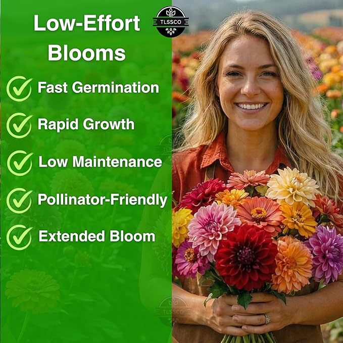754+ Zinnia Dahlia Seeds, Pack for 2026 USA Premium Non-GMO Flower Seeds, Vibrant Zinnia Elegans for Pollinator Gardens, Borders & Containers, Easy-to-Grow Outdoor Blooms