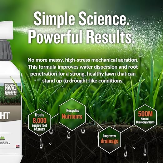 Turf Titan Thatch Buster Lawn Aerator & Grass Dethatcher (1 Gallon) – All-Natural Liquid Soil Loosener & Conditioner for Green Grass – Healthy Soil in 45 Days – Covers Up to 24,000 Sq Ft