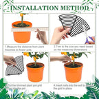 11.8 Inch Plant Pot Cover,Durable Cat & Dog Digging Stopper with Deep Stakes,Adjustable Soil Guard Grid for Indoor & Outdoor Flower Pots,Black Animal Protector