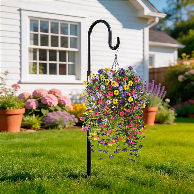 Artificial Faux Flowers Plants for Outdoor Spring Summer Decoration, 2PCS Fake Silk Daisy Flowers No Fade UV Resistant Realistic for Outside Home Planter Porch Patio Balcony Yard Decor (Mixed)
