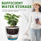 Plant Pots 10/9/8/7.5/7 Inch Self Watering Pots, Set of 5 Plastic Planters with Drainage Holes and Saucers,Plastic Flower Pots,Nursery Planting Pot for Indoor Out Door Plants（White）
