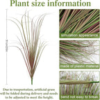 24 Bundles Artificial Grass Plants Outdoor 20 Inch Tall Fake Shrubs Wheat Grass UV Resistant Greenery Stems Weed Faux Bushes Plant for Indoor Outdoor Garden Office Home Decor, Purple