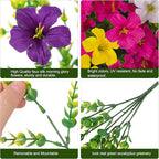 Artificial Flowers for Outdoors Fake Plants Outside Decoration, 20 Bundles Silk Petunia with Eucalyptus UV Resistant Realistic Faux Flowers for Outdoor Planters Garden Balcony Yard Porch Patio, Mix