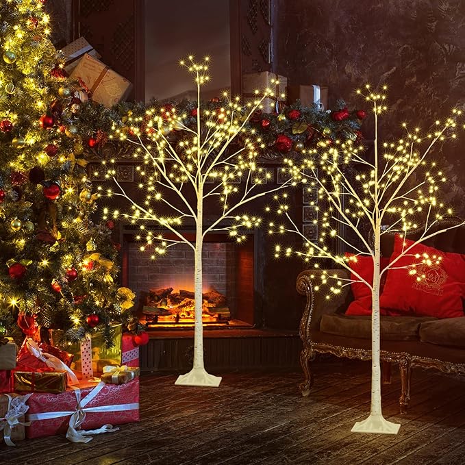 PXBNIUYA 288 LED Birch Tree Lighted with Remote Control, Electric Plug in DIY Artificial Tree Lights, Fairy Spirit Tree lamp for Home Bedroom Christmas Party Indoor Decor Lights (Warm White)