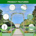 SUNYRISY Galvanized Raised Garden Bed with 87" H Arch Trellis for Climbing Plants Outdoor, Large Metal Planter Box with Netting for Gardening Flowers Vegetables Fruit, Green
