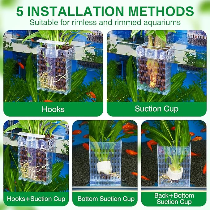 2026 Latest Upgraded Aquarium Plant Holder Adjustable Height with Extendable Hook and Suction Cup for Fish Tank Aquaponic Plant Cultivation and Aquascape Accessories Decorations (2 Pack) Transparent