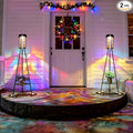 Outdoor Lamps for Patio 2 Pack, Outdoor Floor Lamp with Plant Stand, Solar Powered RGB Outdoor Lights, Waterproof Standing Lamp for Garden Yard Décor, Stained Glass Decorative Lamp, Gift for Women Mom