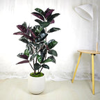 4.5FT Artificial Rubber Tree - 54.5 Inch Tall Fake Plant Indoor Faux Tree with Bendable Branches & Realistic Leaves, Faux Floor Plant for Home Office Decor in White Pot