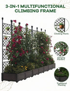 Garvee Raised Garden Bed with Trellis 7-Pack - 114" l x 16" w x 63" h Plastic Vertical Planter Box for Climbing Plants, Outdoor Privacy Screen for Patio, Balcony, Backyard - Sturdy & Lightweight