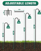 Breeze Touch 2Pack 76 Inch Adjustable Shepherd Hooks for Outdoor Outside, Heavy Duty with 7 Prongs Base, for Hanging Lantern, Hummingbird Feeder, Lightweight Plant, Wind Chime, Bird Feeder Hanger
