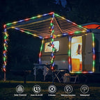 Solar Rope Lights, 33ft 100LED Solar String Lights, 8 Modes Waterproof Solar Powered Outdoor Light, Flexible Clear Tube Light for Garden, Backyard, Patio, Deck, Porch, Pool, Tree Decor - Multicolor