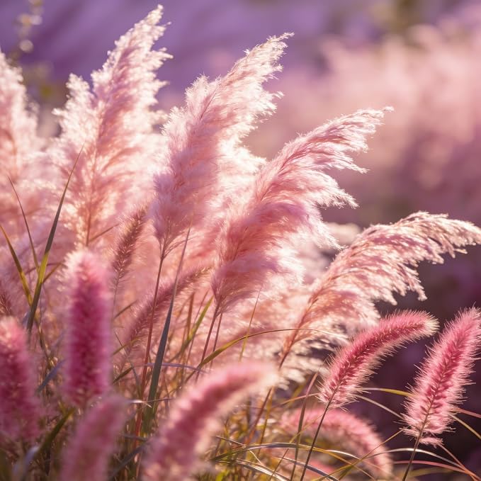 Pink Ornamental Grass Seeds Mix for Planting - 250+ Seeds: Pink Muhly, Pampas & Foxtail Set for Vibrant Garden Borders & Landscaping, Perennial Flowering Displays