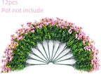 HyeFlora Artificial Flowers for Outdoor Indoor Garden Home Decoration, Faux Flower Daisy with Eucalyptus Leaves Fake Plants Greenery Boxwood Porch Patio, 12 Bundles (Pink)