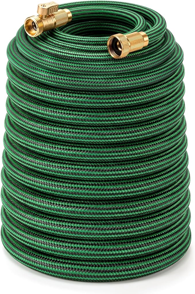 Garden Hose 100 ft NON-EXPANDABLE Water Hose, Flexible & Lightweight Kink Resistant Hybrid Hose, Leak-Proof Heavy Duty, Super Durable Fabric with 3/4" Solid Brass Connectors