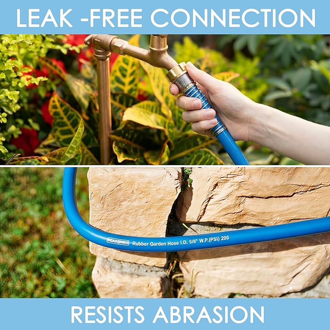 5/8 IN. × 90FT. Heavy Duty Rubber Garden Hose, High Flow 5/8" I.D. Brass Fitting No Memory Durable Heavy Duty Water Hose for Watering, Irrigation, Water Transfer Pump