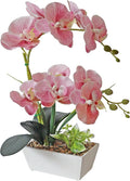 Pink Orchids Artificial Flowers Faux Orchid Plant Indoor Phalaenopsis Look Real With Pot Table Centerpieces Arrangement Lifelike Elegant Home Decor Dining Room Table Shelves Kitchen Decorative Flowers