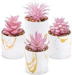 Der Rose Set of 4 Succulents Plants Artificial for Office Desk Accessories for Women Pink Home Decor