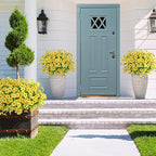 20 Bundles Artificial Flowers for Outdoors Decoration Fake Silk Flowers UV Resistant Faux Plants Artificial Daisy Eucalyptus for Spring Summer Garden Yard Porch Window Home Decor, Yellow