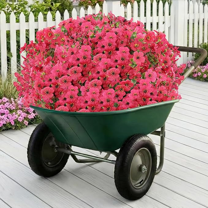 Artificial Flowers Fake Plants for Outdoors Spring Decoration, 13Bundles Silk Realistic UV Resistant Faux Flowers for Outside Planter Porch Yard Patio Garden Home Indoor, Rose