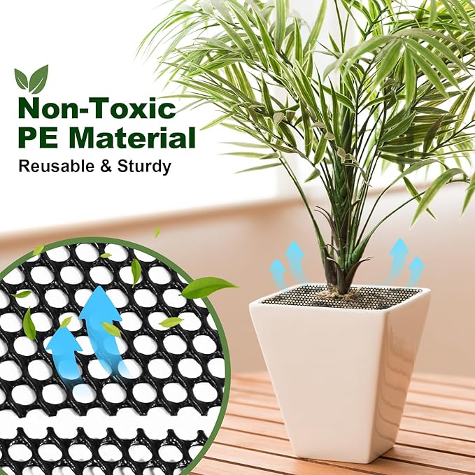 PEDPOPO 6pcs Plant Pot Grids, Thickened Plastic Plant Pot Cover Cat Digging Stopper with Stakes, 11.8 in Plant Protector from Cats Indoor, Potted Guard Cover Easy to Cut Anti Digging for Dogs