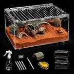 Small Reptile Terrarium Kit,Escape Proof Tarantula Enclosure,PC Starter Hermit Crab Tank,Spider Habitat for Praying Mantis Cage,Frog Vivarium,Insect House,Jumping Spider Cribs,Lizard Container