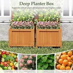 HAPPYGRILL Raised Garden Bed with Trellis, 48" Wood Elevated Planter Box w/Drainage Holes & Gaps for Climbing Plants Vines Flowers, Indoor Outdoor Privacy Fence Planter Raised Bed for Patio Yard (2)