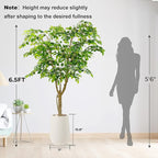 6.5FT Artificial Ficus Tree with White Planter and Pebbles,Faux Silk Tree with Lifelike Leaves and Realistic Trunk,Tall Fake Potted Plant for Home and Office Décor Indoor and Outdoor (6.5FT)