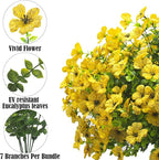 Artificial Fake Flowers for Outdoor Spring Decoration, 16 Bundles Faux Silk Colorful Daisy UV Resistant Realistic for Outside Porch Patio Home Yard Garden Planters Pots Window Box (Yellow)