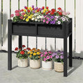 DWVO Raised Garden Bed HDPE with Legs Poly-Wood All-Weather Elevated Planter Box Outdoor with Drainage System Patio Planters for Herbs Vegetables Flowers Plant Bed for Garden Balcony, Black