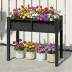 DWVO Raised Garden Bed HDPE with Legs Poly-Wood All-Weather Elevated Planter Box Outdoor with Drainage System Patio Planters for Herbs Vegetables Flowers Plant Bed for Garden Balcony, Black