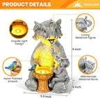 GIGALUMI Solar Garden Statues Bird Bath Elephant 9", Loving Elephant Decor, Yard Decorations Outdoor, Elephant Figurine Lights for Outside, Garden Decor Unique Housewarming Gifts for Women, Mom