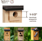 Nature’s Way Cedar Bluebird House for Outdoor Nesting, Predator Guard, Ventilated Design & Easy Access Clean-Out Panel, Natural Wood