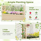 Giantex Raised Garden Bed with Sided Trellis & Hanging Roof, Wood Planter Box, Freestanding Garden Planter Raised Bed for Flowers Herbs Climbing Vines 45”x16”x41” (L x W x H)