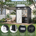 Aoxun 5x3FT Outdoor Storage Shed & Hardtop Canopy Gazebo Combo | 10x3FT Metal Lean to Shed, 2-in-1 Garden Bike Shed for Patio, Backyard, Deck, Black