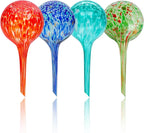 Iridescent Self Watering Globes, Glass Rainbow Plant Watering Globes, Self Watering Planter Insert, Automatic Plant Waterer Indoor (Small-4 Pcs Multi-Color)