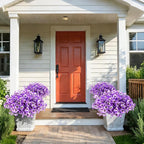 ZAIYW 18 Bundles Artificial Flowers Outdoor Fake Flowers Pansies Faux Artificial Plants for Planter Porch Yard Home Decor (Purple White)