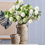 Ceramic Flower Vase Home Decor - 6 Inch Farmhouse Rustic Table Vases with Handle Living Room Decoration Decorative Vintage Pottery for Kitchen Shelf Coffee Dining Bookshelf Fireplace Centerpiece