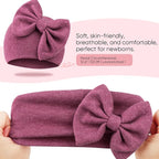 BQUBO Newborn Baby Girls Hats Mittens Set Hospital Hat Beanie Infant Bow Hats Baby Cotton Gloves for 0-6 Months