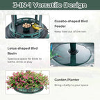 Giantex 42 inch Bird Bath Solar Lighted, Pedestal Bird Bath with Bird Feeder, Flower Planter Base, Solar Powered Lamp, 3 Ground Stakes, Standing Birdbath for Outside Garden Yard Outdoor (Green)