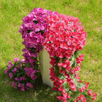 ATTGREAT Artificial Bougainvillea for Outdoors Faux Plants UV Resistant Flowers Fake Plastic Plants Realistic Silk Flowers for Porch Planter Garden Hanging Decoration, 2Pcs(Purple Red & Rose Red)