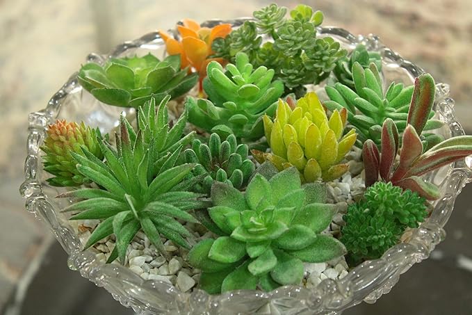 DECOROUS Artificial Succulent Plants - 16 Pack - Mini Faux Succulents - Small Unpotted Fake Succulent Set for Home and Office Décor - Realistic Succulents Plants Artificial Picks for Indoor and Oudoor