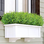 Ouddy Decor 24 Bundles Artificial Greenery Stems Fake Plants Outdoor UV Resistant Faux Plastic Boxwood for Kitchen Office Garden Porch Farmhouse Window Box Home Decor