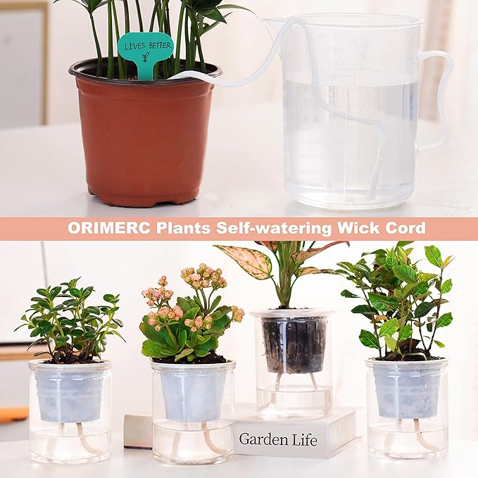 ORIMERC 30 Pack 3 inch Net Cup Pots with 30 feet Hydroponic Self Watering Wick & 30 Plant Labels Aquaponics Mason Jar Bucket Insert Orchid kratky Vegetable Gardening Growing Netted Basket Slotted Mesh