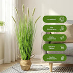 Artificial Cattail Reed Grass Plants Indoor ，Faux Cattail Grass Plant Artificial Plant Grass Outdoor,Fake Grass Tall Green Onions Fake Plant， Living Room Kitchen Office Decoration 47“1 Pcs